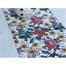 Table runner made of water-repellent fabric 45x170 DUCK with flowers 12161-9