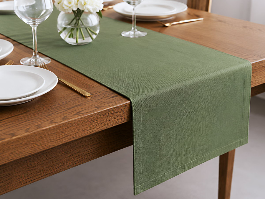 Table runner made of water-repellent fabric 45x170 DUCK 4057 Green