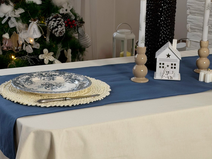 Table runner made of water-repellent fabric 45x170 DUCK 4066 Blue