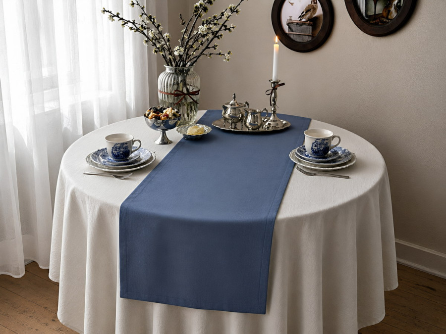 Table runner made of water-repellent fabric 45x170 DUCK 4066 Blue