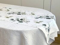 Раннер на стол из водоотталкивающей ткани 45x170 DUCK белый с эвкалиптом 2102/1