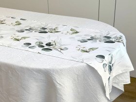 Раннер на стіл з водовідштовхувальної тканини 45x170 DUCK білий з евкаліптом 2102/1
