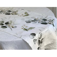 Раннер на стол из водоотталкивающей ткани 45x170 DUCK белый с эвкалиптом 2102/1