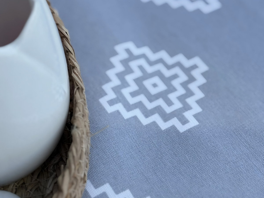 Table runner made of water-repellent fabric 45x170 DUCK gray geometry 1003-10 Grey