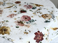 Table runner made from water-repellent fabric, 45x170, DUCK, grey with flowers, 7195-1