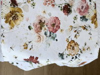 Table runner made from water-repellent fabric, 45x170, DUCK, grey with flowers, 7195-1