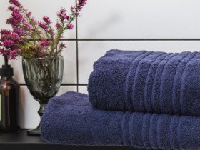Полотенце махровое 50x100 Ecotton Темно синее 550