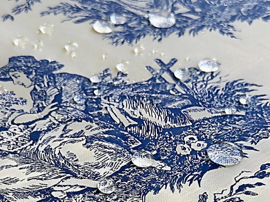 Round ruffled napkin, diameter 43 cm, blue 30497