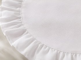 Napkin with ruffles, round, diameter 43 cm, placemat, white, White