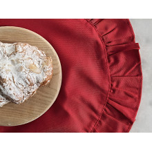 Napkin with ruffles, round, diameter 43 cm, placemat, red, 4070 Red