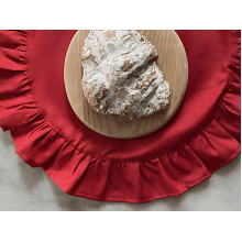 Napkin with ruffles, round, diameter 43 cm, placemat, red, 4070 Red