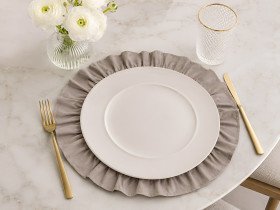 Round napkin with ruffles Diameter 43 cm Placemat gray color grey