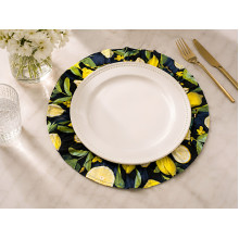 Round ruffled napkin Diameter 43 cm Placemat with lemons Sicily