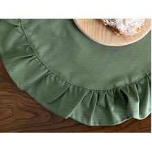Салфетка с рюшами круглая Диаметром 43 см плейсмат зеленого цвета 4057 Green