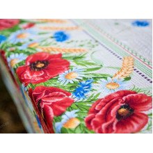 Скатерть 140x150 Ecotton Рогожка Маки колоски 18752/1