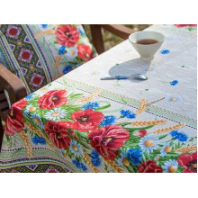 Скатерть 140x150 Ecotton Рогожка Маки колоски 18752/1