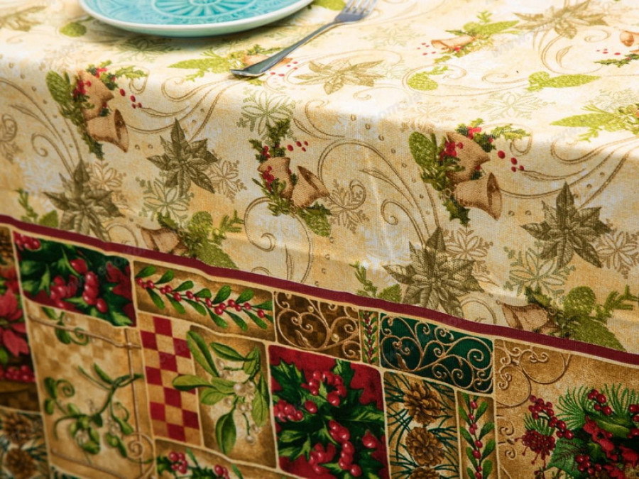 Скатертина 150x180 Ecotton Рогожка Новорічний вінтаж 30159/1