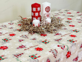 Скатерть 150x220 Ecotton Рогожка Новогодние игрушки