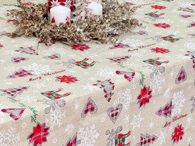 Скатерть 150x180 Ecotton Рогожка Новогодние игрушки