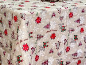 Скатерть 150x180 Ecotton Рогожка Новогодние игрушки
