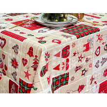 Скатертина 150x150 Ecotton Рогожка Новорічний печворк