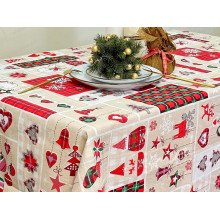Скатерть 150x180 Ecotton Рогожка Новогодний пэчворк