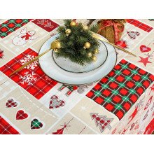 Скатерть 150x180 Ecotton Рогожка Новогодний пэчворк