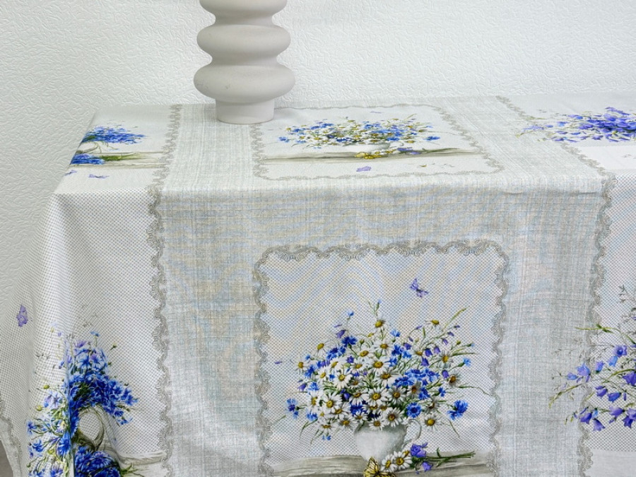 Скатерть 150x150 Ecotton Рогожка Полевые цветы 11998/1