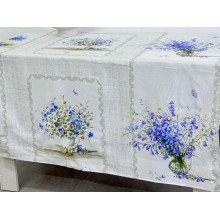 Скатерть 150x150 Ecotton Рогожка Полевые цветы 11998/1