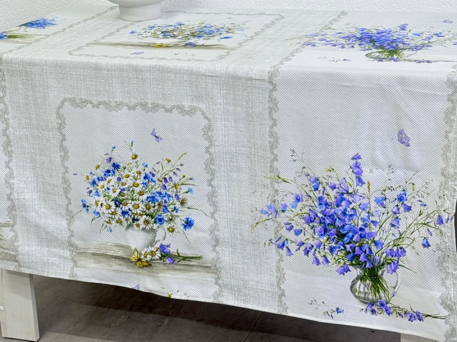 Скатерть 150x150 Ecotton Рогожка Полевые цветы 11998/1