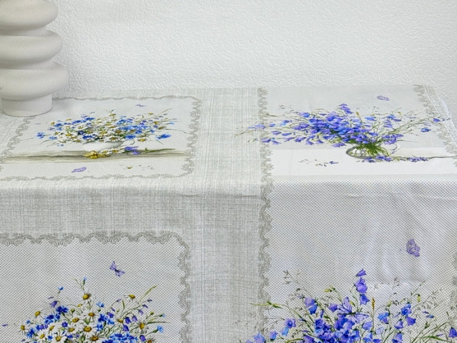 Скатерть 150x150 Ecotton Рогожка Полевые цветы 11998/1