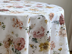 Ecotton DUCK tablecloth, 170x220, with flowers, 7195-1