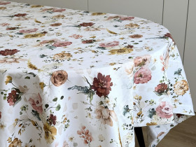 Ecotton DUCK tablecloth, 170x220, with flowers, 7195-1