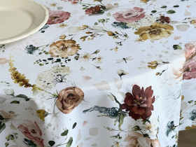 Ecotton DUCK tablecloth, 170x220, with flowers, 7195-1