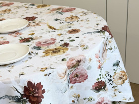 Ecotton DUCK tablecloth, 170x220, with flowers, 7195-1