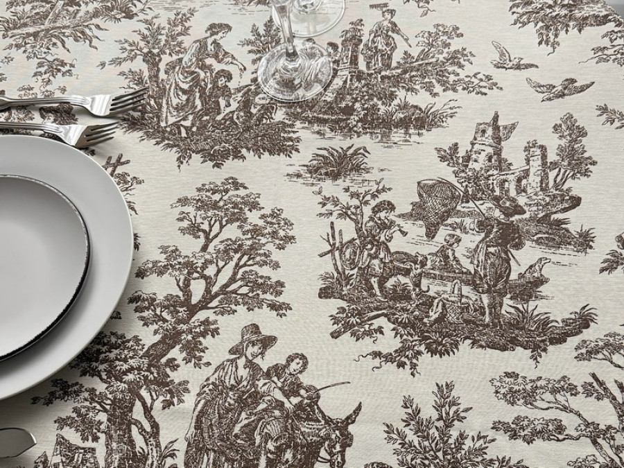 Скатерть 170x150 Ecotton DUCK Люди в кустах Бежевая 30497