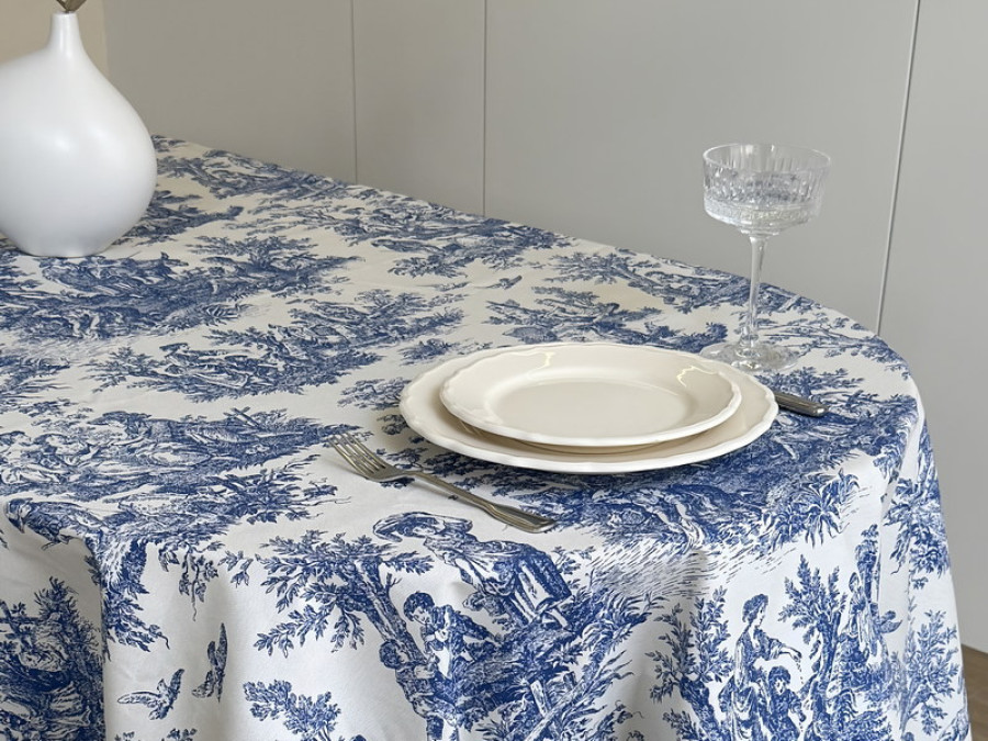 Tablecloth 170x220 Ecotton DUCK Italiano beige 30497-Blue