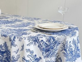 Скатертина 170x220 Ecotton DUCK Italiano бежевого кольору 30497-Blue
