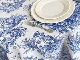 Скатертина 170x220 Ecotton DUCK Italiano бежевого кольору 30497-Blue