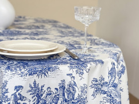 Скатертина 170x220 Ecotton DUCK Italiano бежевого кольору 30497-Blue