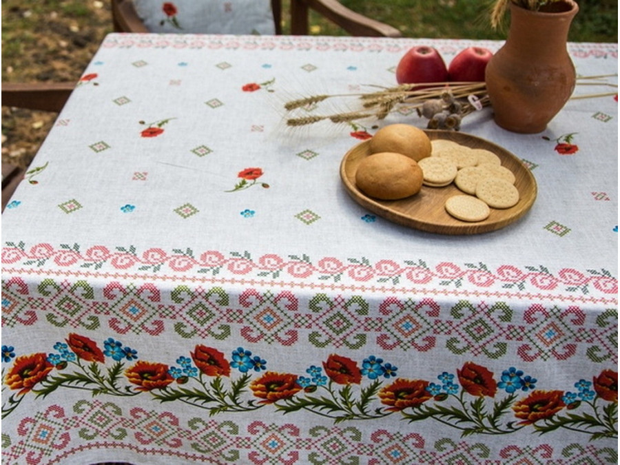 Скатерть 150x200 Ecotton Рогожка Маки 18714/1