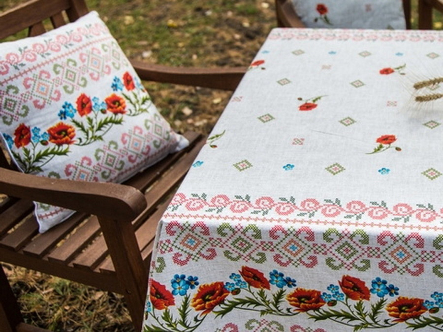 Скатерть 150x200 Ecotton Рогожка Маки 18714/1