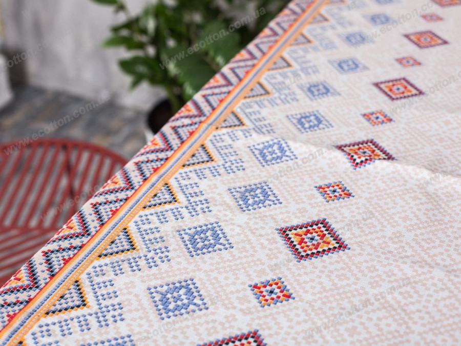 Скатертина 150x220 Ecotton Рогожка Мозаїка 30099/1
