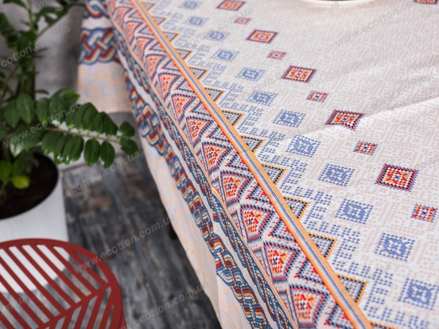 Скатертина 150x220 Ecotton Рогожка Мозаїка 30099/1