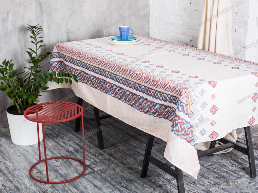 Скатертина 150x220 Ecotton Рогожка Мозаїка 30099/1
