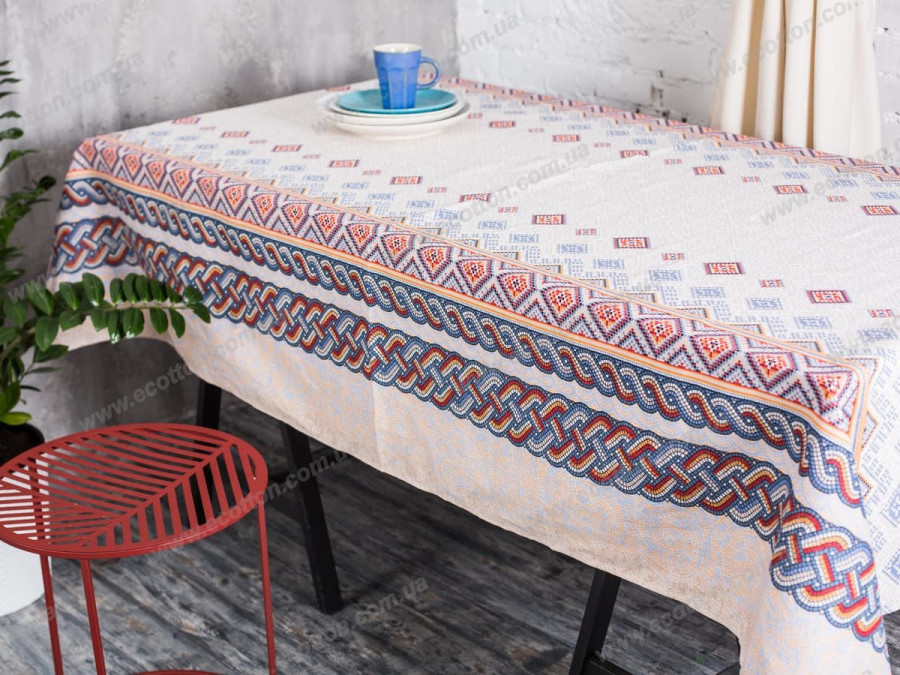 Скатертина 150x220 Ecotton Рогожка Мозаїка 30099/1