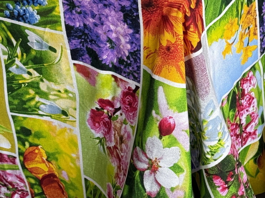 Скатерть 150x180 Ecotton Рогожка Первоцветы 11550/1