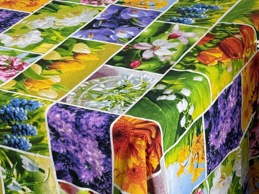 Скатерть 150x180 Ecotton Рогожка Первоцветы 11550/1