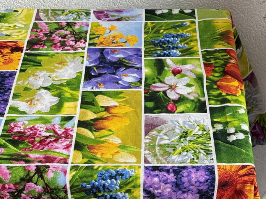 Скатерть 150x180 Ecotton Рогожка Первоцветы 11550/1