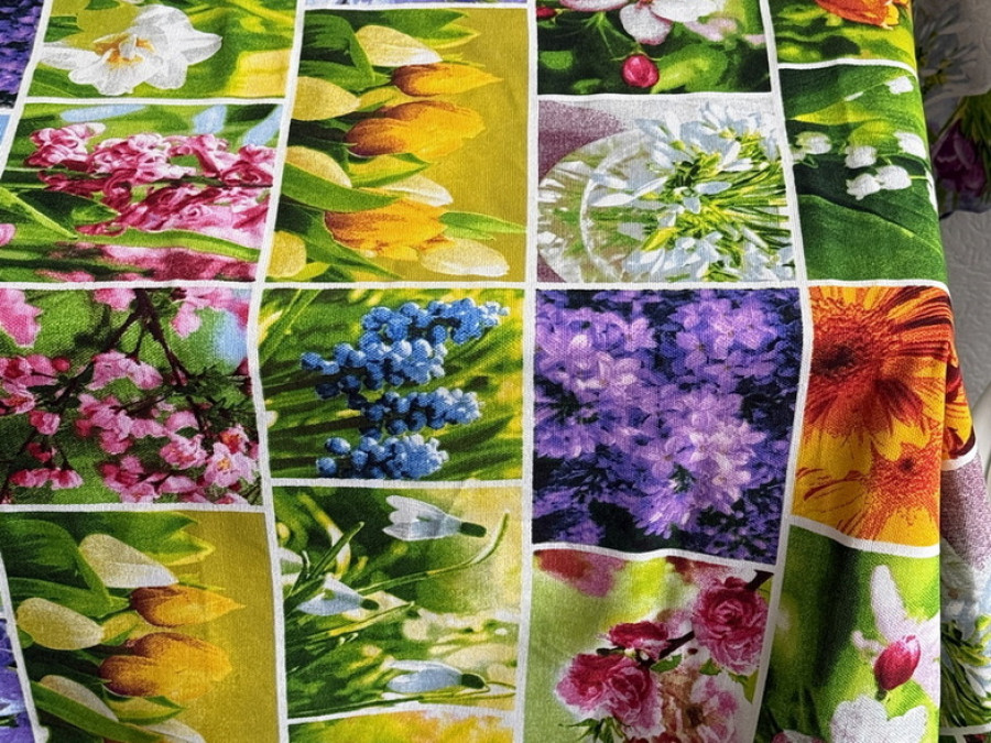 Скатерть 150x200 Ecotton Рогожка Первоцветы 11550/1